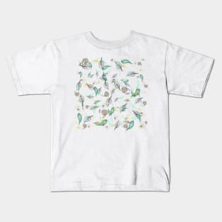 Hello Autumn, autumn leaves and flowers, botanical print Kids T-Shirt